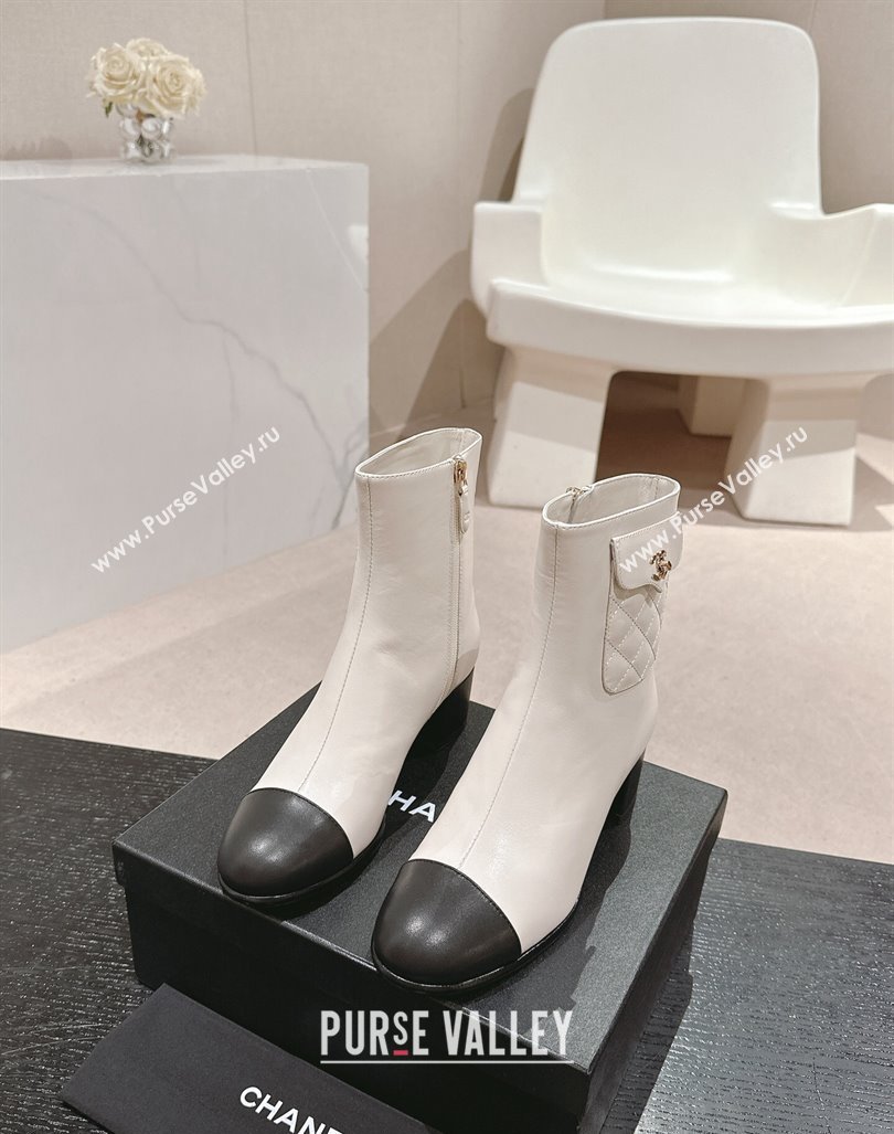 Chanel Calfskin Ankle Boots with Pocket White 2024 CH101604 (MD-241016022)