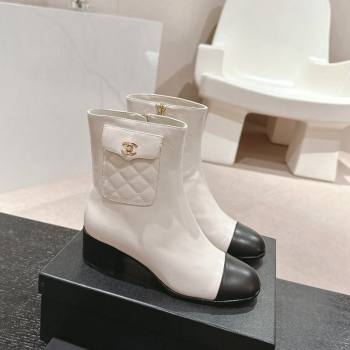 Chanel Calfskin Ankle Boots with Pocket White 2024 CH101604 (MD-241016022)