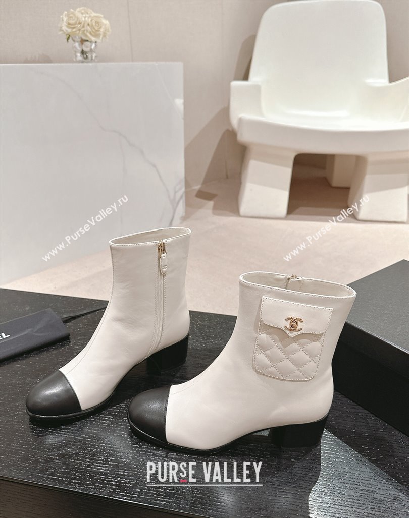 Chanel Calfskin Ankle Boots with Pocket White 2024 CH101604 (MD-241016022)