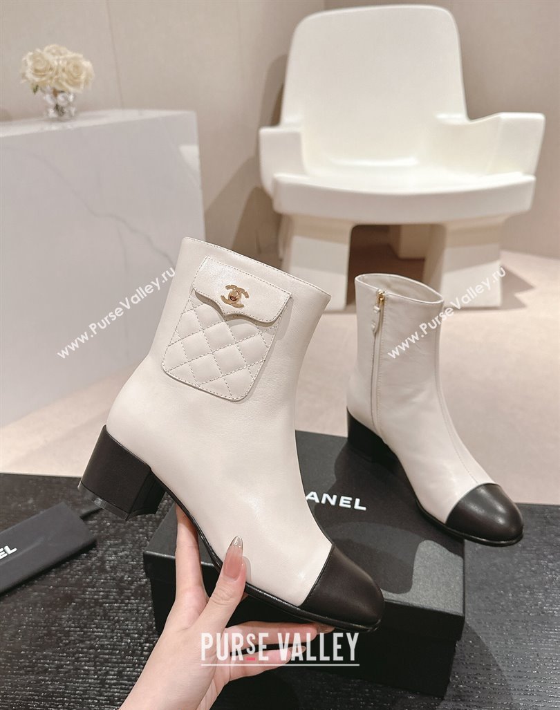 Chanel Calfskin Ankle Boots with Pocket White 2024 CH101604 (MD-241016022)