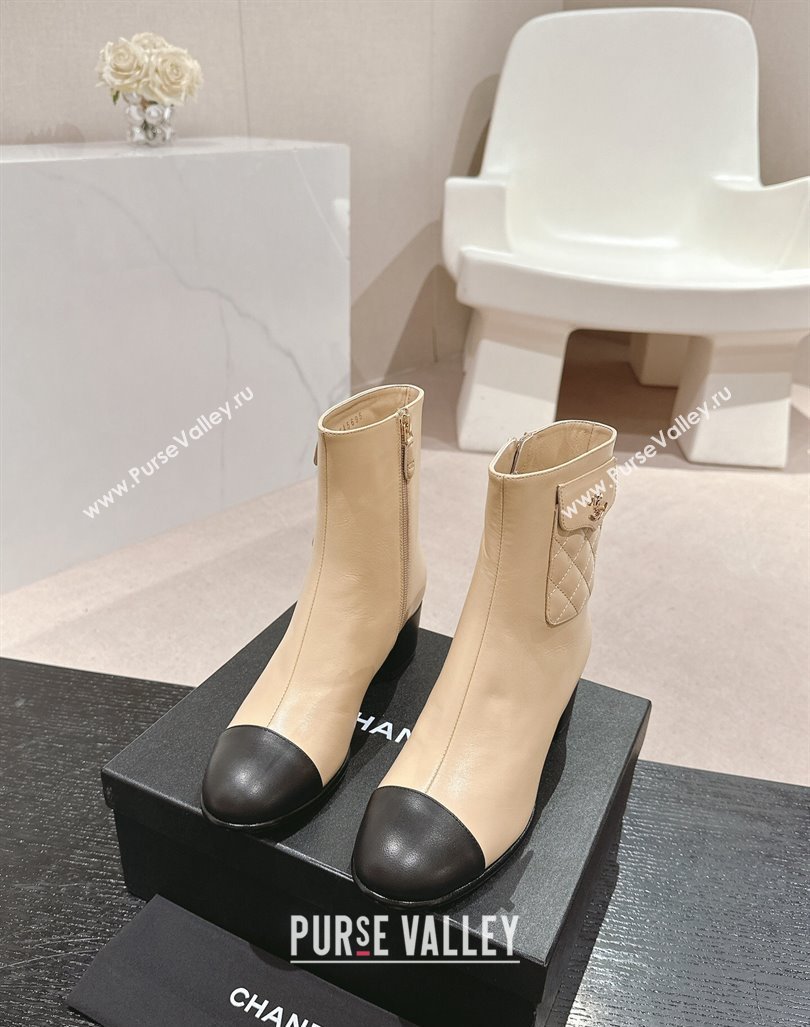 Chanel Calfskin Ankle Boots with Pocket Beige 2024 CH101604 (MD-241016023)