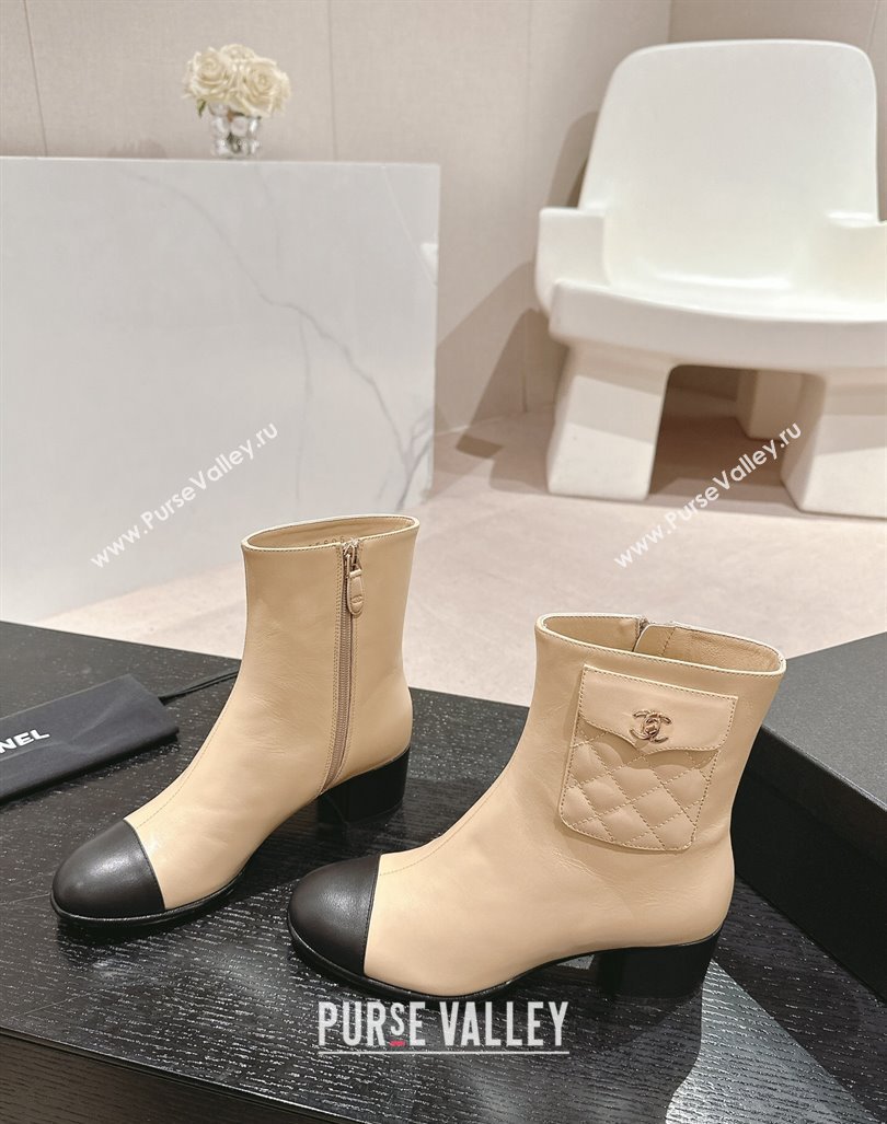 Chanel Calfskin Ankle Boots with Pocket Beige 2024 CH101604 (MD-241016023)