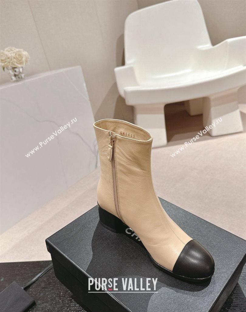 Chanel Calfskin Ankle Boots with Pocket Beige 2024 CH101604 (MD-241016023)