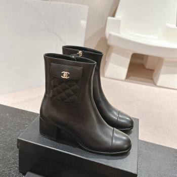 Chanel Calfskin Ankle Boots with Pocket Black 2024 CH101604 (MD-241016024)