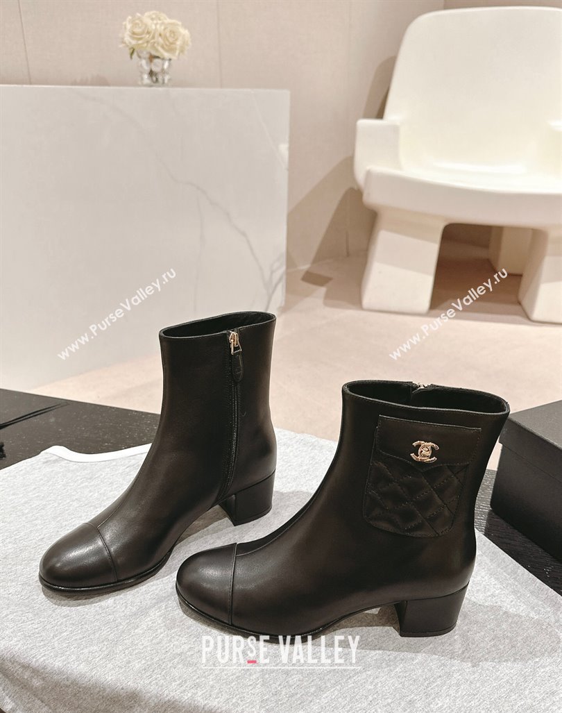 Chanel Calfskin Ankle Boots with Pocket Black 2024 CH101604 (MD-241016024)