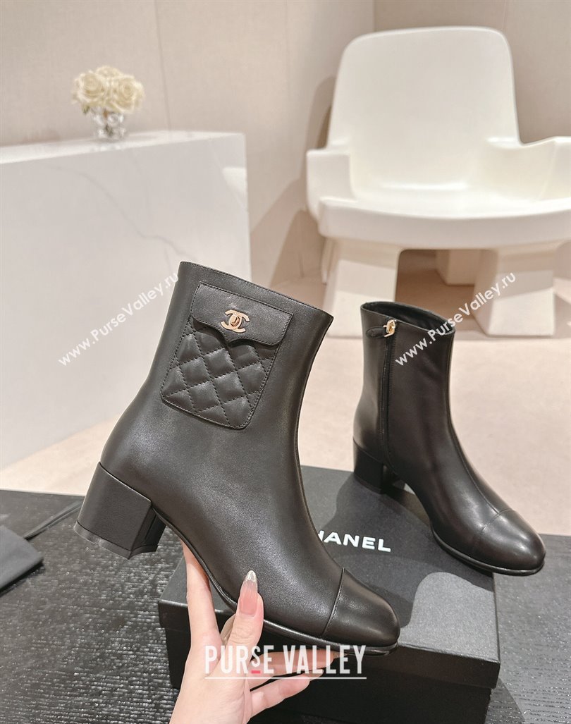 Chanel Calfskin Ankle Boots with Pocket Black 2024 CH101604 (MD-241016024)