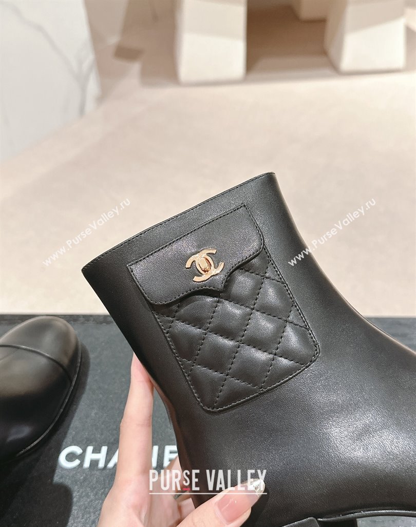 Chanel Calfskin Ankle Boots with Pocket Black 2024 CH101604 (MD-241016024)