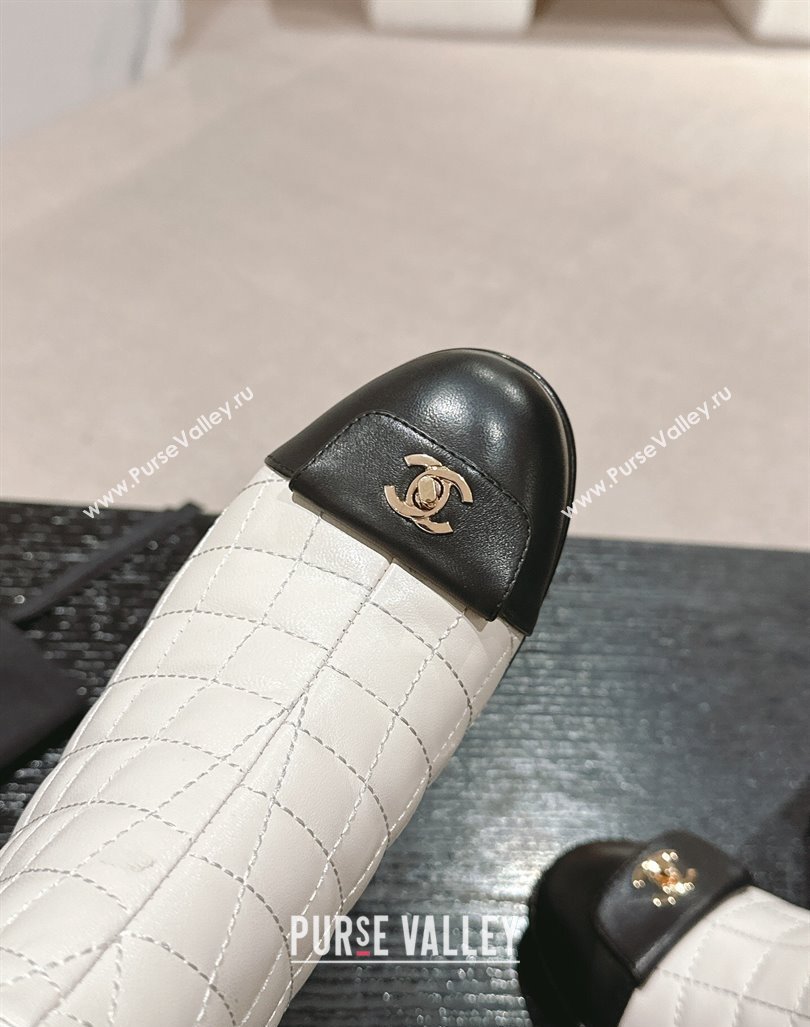 Chanel Quilted Calfskin Ankle Boots with Foldover CC White 2024 CH101605 (MD-241016025)