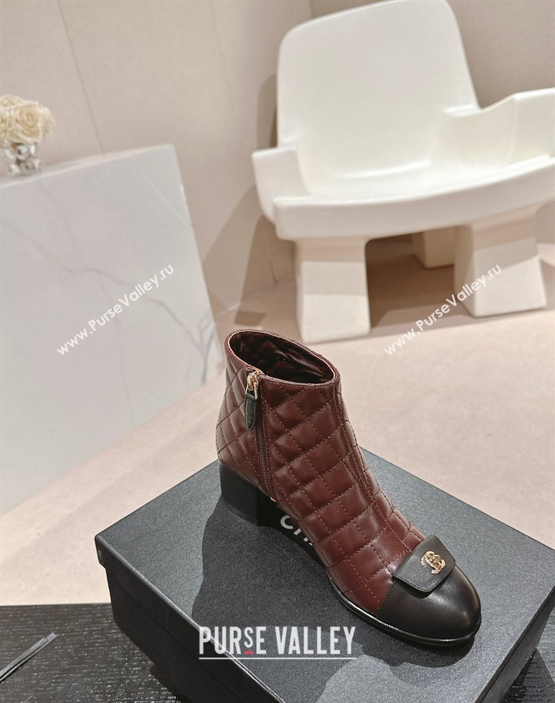 Chanel Quilted Calfskin Ankle Boots with Foldover CC Dark Brown 2024 CH101605 (MD-241016027)