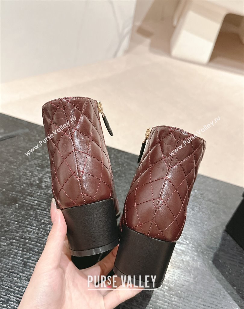 Chanel Quilted Calfskin Ankle Boots with Foldover CC Dark Brown 2024 CH101605 (MD-241016027)