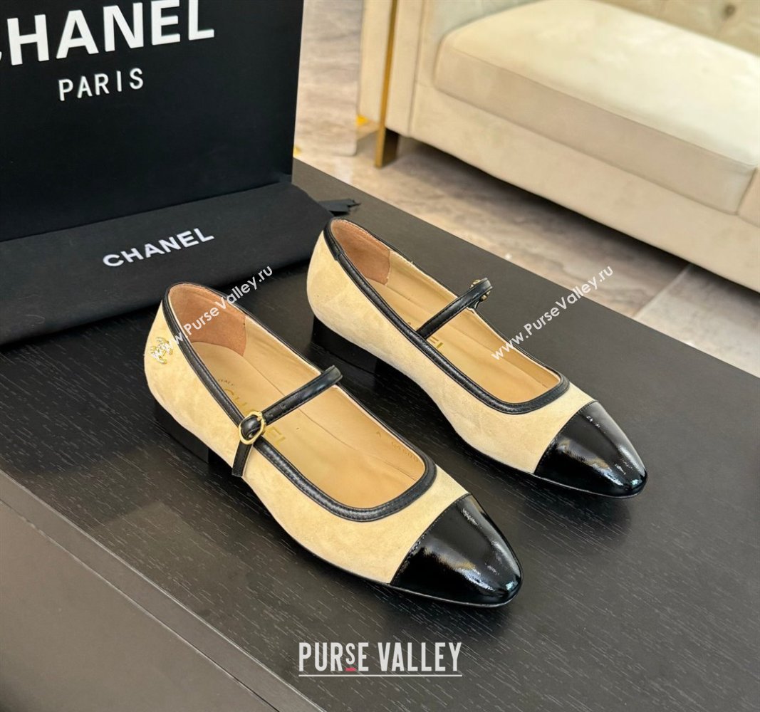 Chanel Suede Mary Janes Ballet Flats G46001 Beige 2024 (MD-241016142)