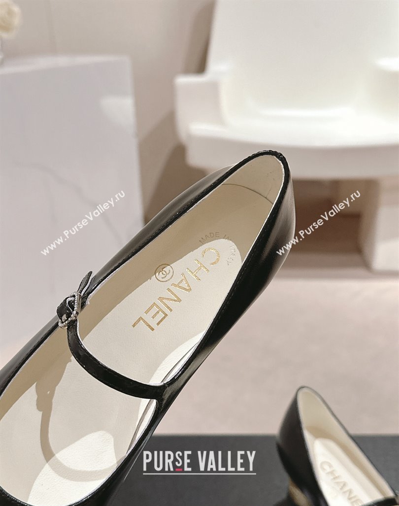 Chanel Shiny Calfskin Patent Mary Janes Pumps 3.5cm G45952 Black 2024 (MD-241017007)