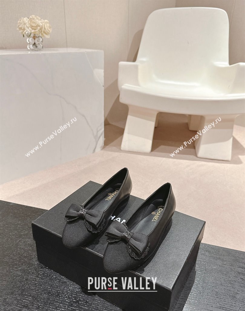 Chanel Calfskin Grosgrain Ballet Flat with Bow Black2 2024 CH101701 (MD-241017010)