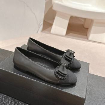 Chanel Calfskin Grosgrain Ballet Flat with Bow Black2 2024 CH101701 (MD-241017010)