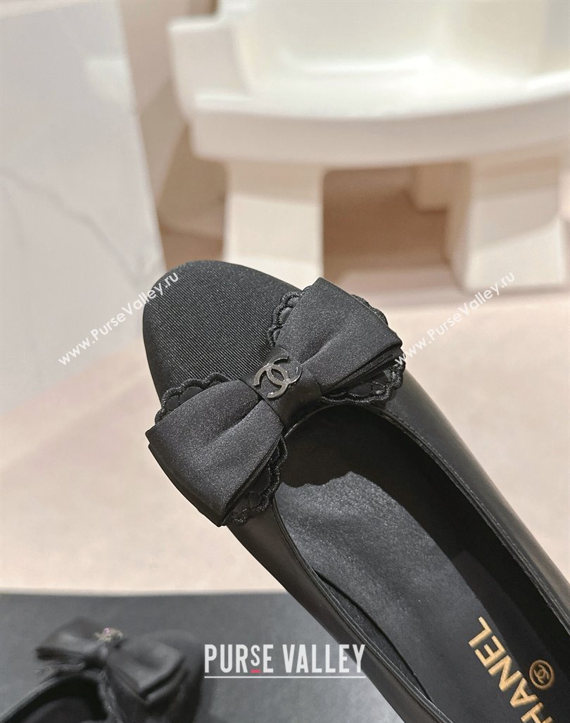 Chanel Calfskin Grosgrain Ballet Flat with Bow Black2 2024 CH101701 (MD-241017010)