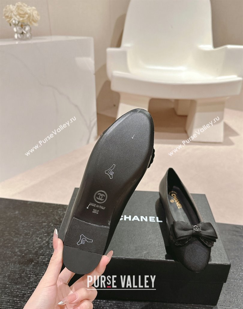 Chanel Calfskin Grosgrain Ballet Flat with Bow Black2 2024 CH101701 (MD-241017010)