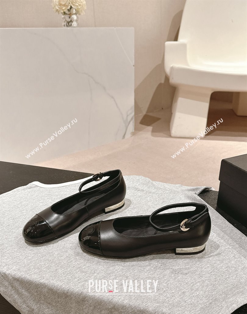 Chanel Calfskin Patent Leather Mary Janes Ballet Flats G46024 Black 2024 (MD-241016156)