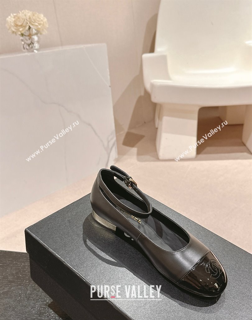 Chanel Calfskin Patent Leather Mary Janes Ballet Flats G46024 Black 2024 (MD-241016156)