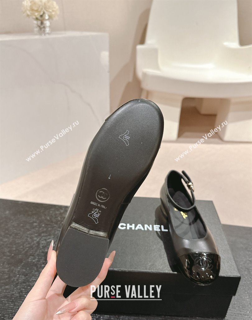 Chanel Calfskin Patent Leather Mary Janes Ballet Flats G46024 Black 2024 (MD-241016156)