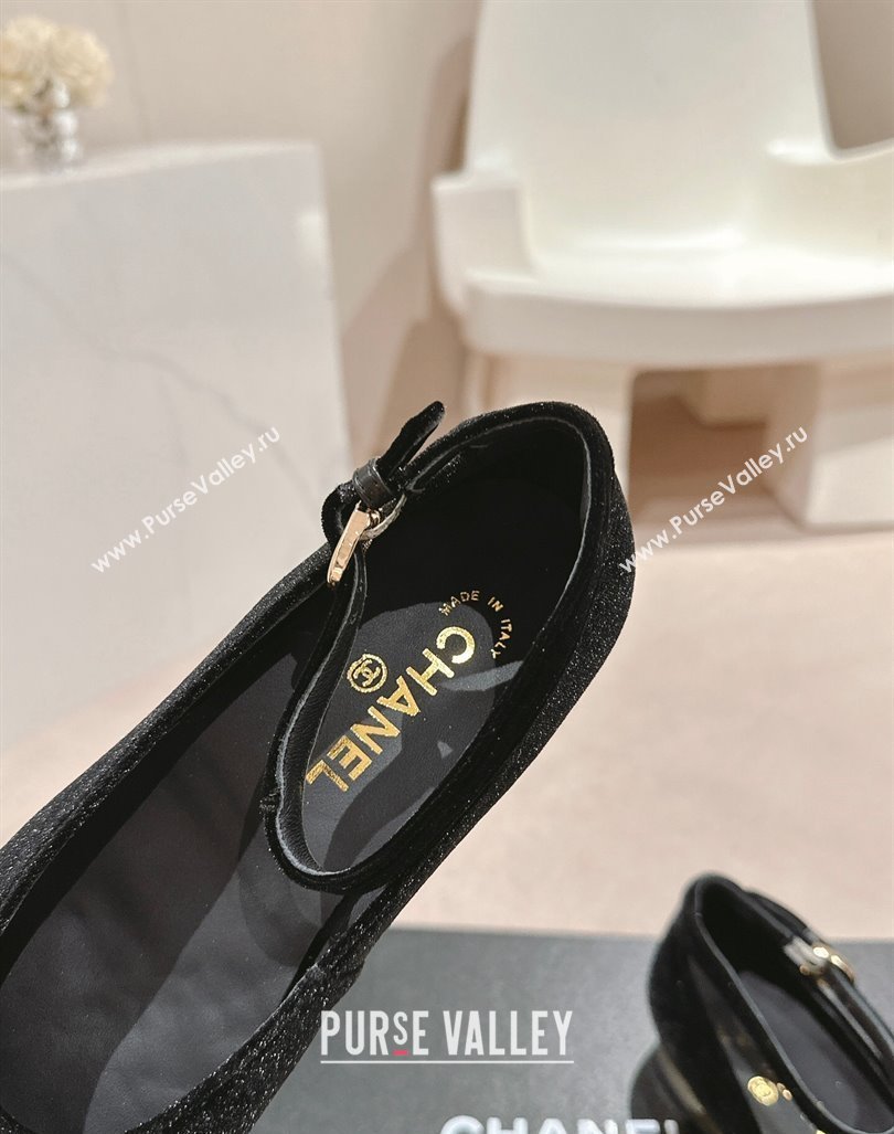 Chanel Velvet Patent Leather Mary Janes Ballet Flats G46024 Black 2024 (MD-241016157)