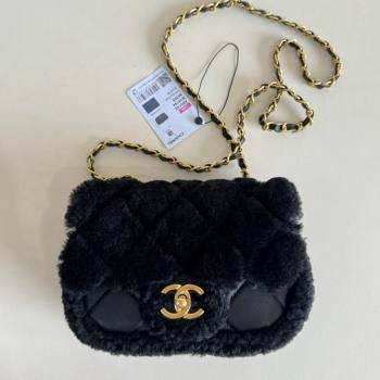 Chanel Shearling Lambskin Mini Flap Bag AS5148 Black 2024 TOP (YD-241106016)