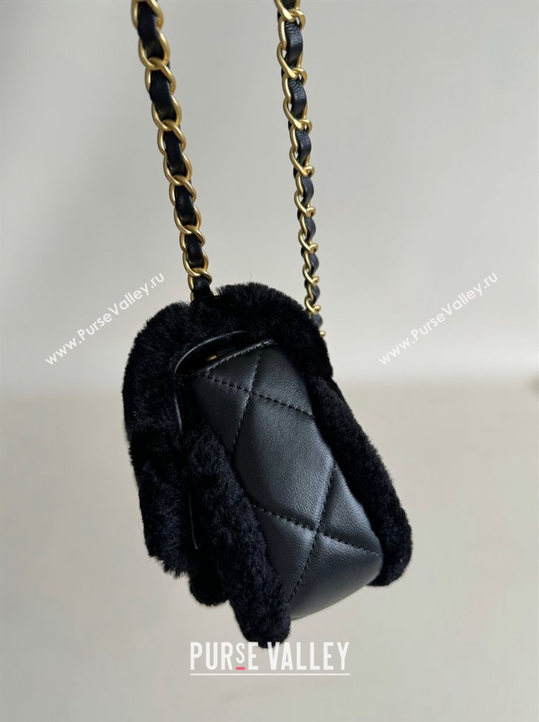 Chanel Shearling Lambskin Mini Flap Bag AS5148 Black 2024 TOP (YD-241106016)