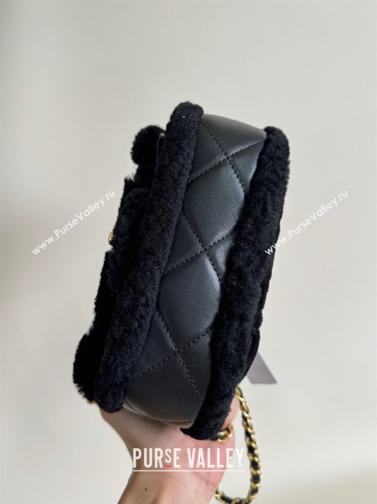 Chanel Shearling Lambskin Mini Flap Bag AS5148 Black 2024 TOP (YD-241106016)