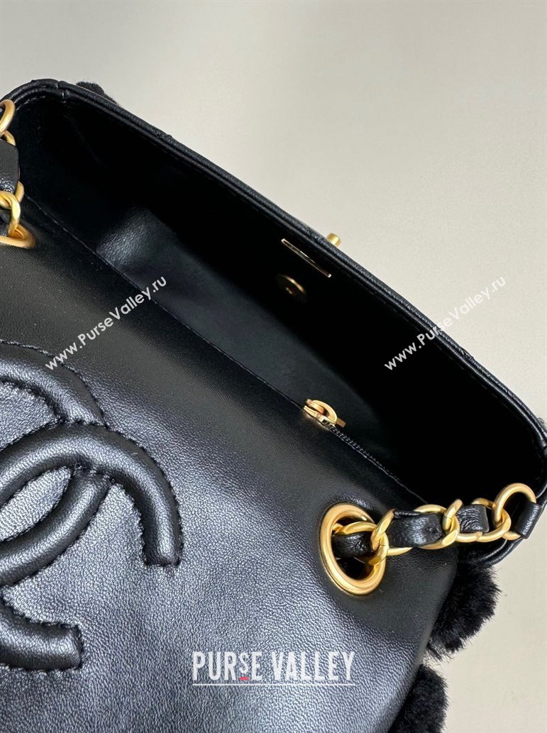 Chanel Shearling Lambskin Mini Flap Bag AS5148 Black 2024 TOP (YD-241106016)