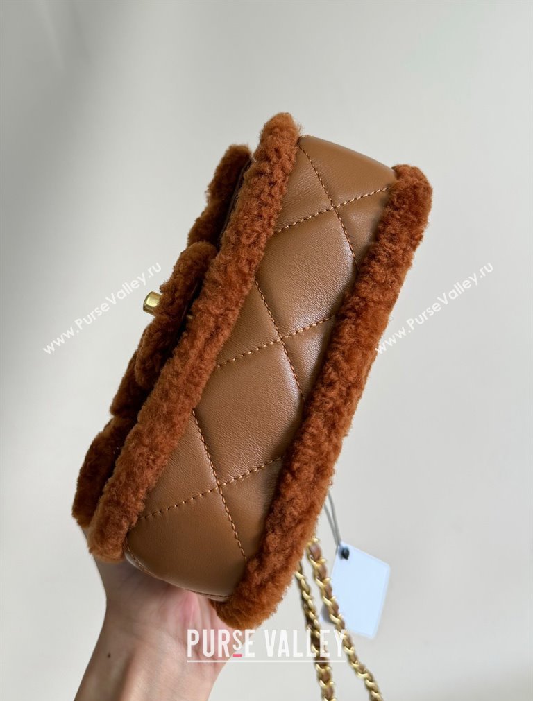 Chanel Shearling Lambskin Mini Flap Bag AS5148 Brown/Tan 2024 TOP (YD-241106017)