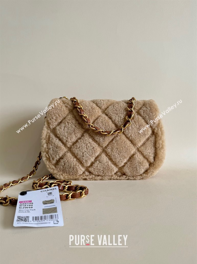 Chanel Shearling Lambskin Mini Flap Bag AS5148 Beige/Brown 2024 TOP (YD-241106018)