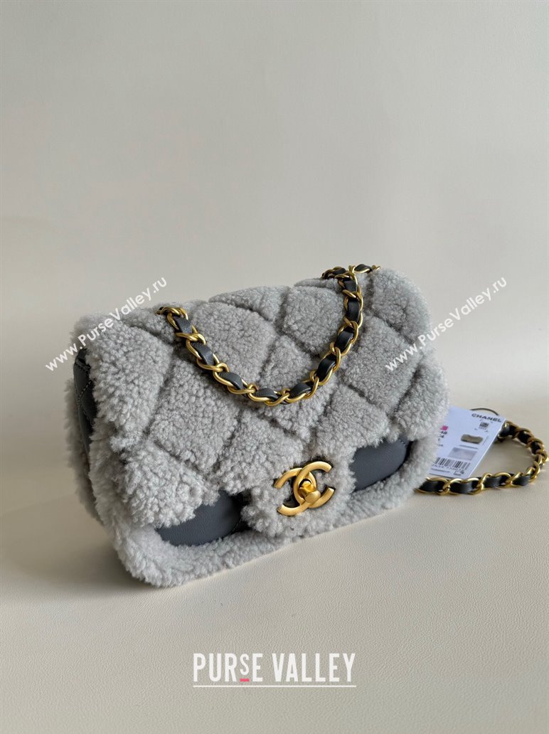 Chanel Shearling Lambskin Mini Flap Bag AS5148 Grey 2024 TOP (YD-241106019)