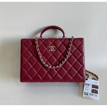 Chanel Quilted Lambskin Box Bag Dark Burgundy 2024 AS5168 TOP (YD-241106020)