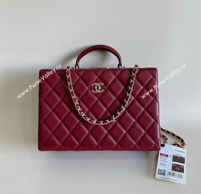 Chanel Quilted Lambskin Box Bag Dark Burgundy 2024 AS5168 TOP (YD-241106020)