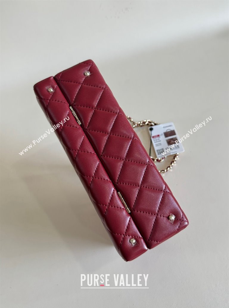 Chanel Quilted Lambskin Box Bag Dark Burgundy 2024 AS5168 TOP (YD-241106020)