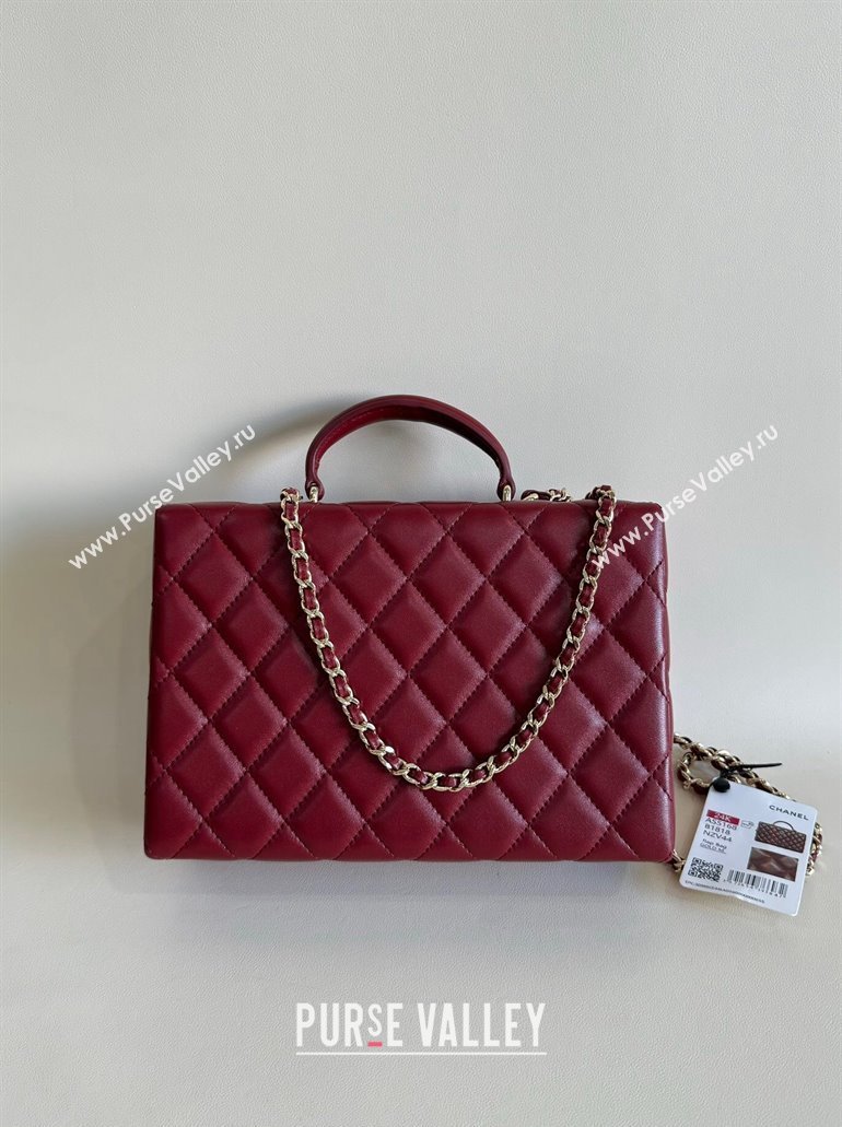 Chanel Quilted Lambskin Box Bag Dark Burgundy 2024 AS5168 TOP (YD-241106020)