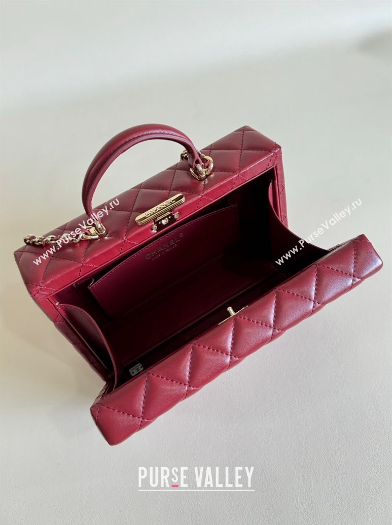 Chanel Quilted Lambskin Box Bag Dark Burgundy 2024 AS5168 TOP (YD-241106020)