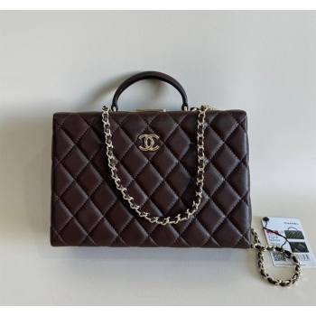 Chanel Quilted Lambskin Box Bag Dark Brown 2024 AS5168 TOP (YD-241106022)