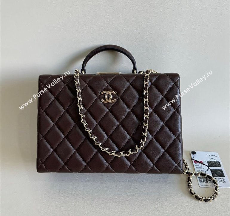 Chanel Quilted Lambskin Box Bag Dark Brown 2024 AS5168 TOP (YD-241106022)