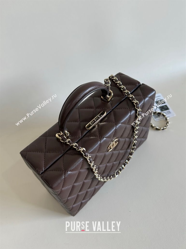 Chanel Quilted Lambskin Box Bag Dark Brown 2024 AS5168 TOP (YD-241106022)