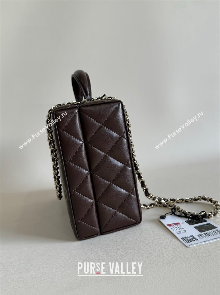 Chanel Quilted Lambskin Box Bag Dark Brown 2024 AS5168 TOP (YD-241106022)