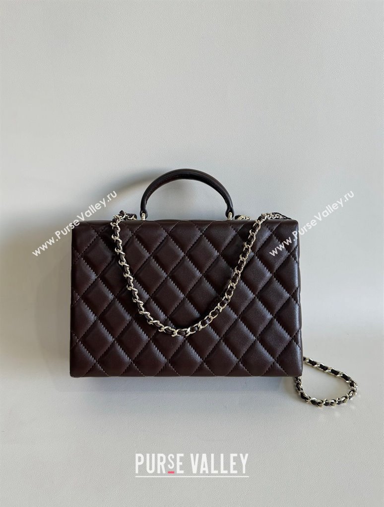 Chanel Quilted Lambskin Box Bag Dark Brown 2024 AS5168 TOP (YD-241106022)