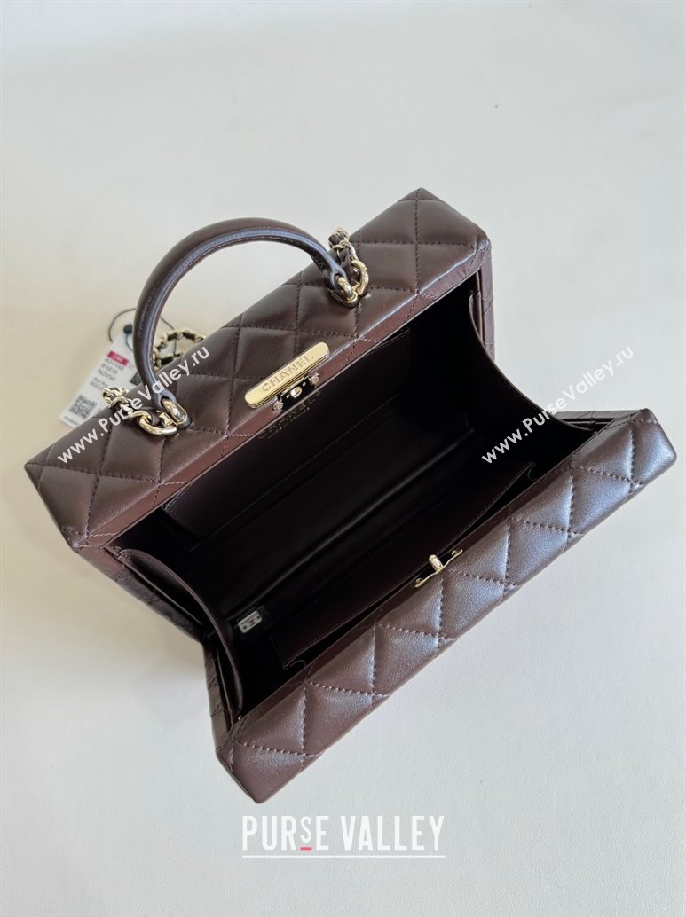 Chanel Quilted Lambskin Box Bag Dark Brown 2024 AS5168 TOP (YD-241106022)