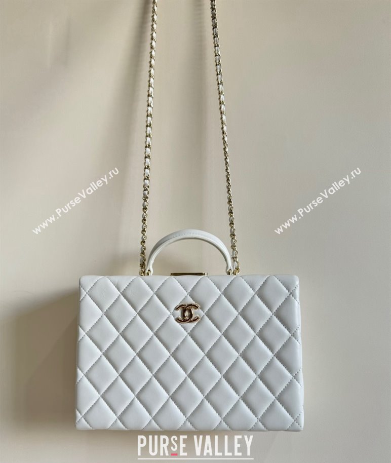 Chanel Quilted Lambskin Box Bag White 2024 AS5168 TOP (YD-241106023)