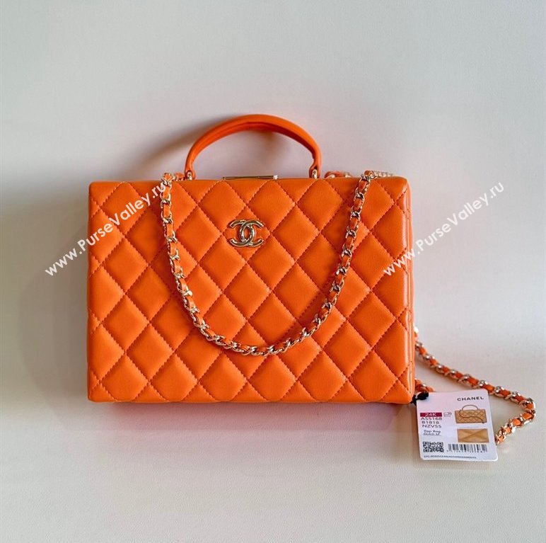 Chanel Quilted Lambskin Box Bag Orange 2024 AS5168 TOP (YD-241106024)