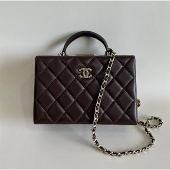 Chanel Quilted Lambskin Small Box Bag Dark Brown 2024 AS5167 TOP (YD-241106026)