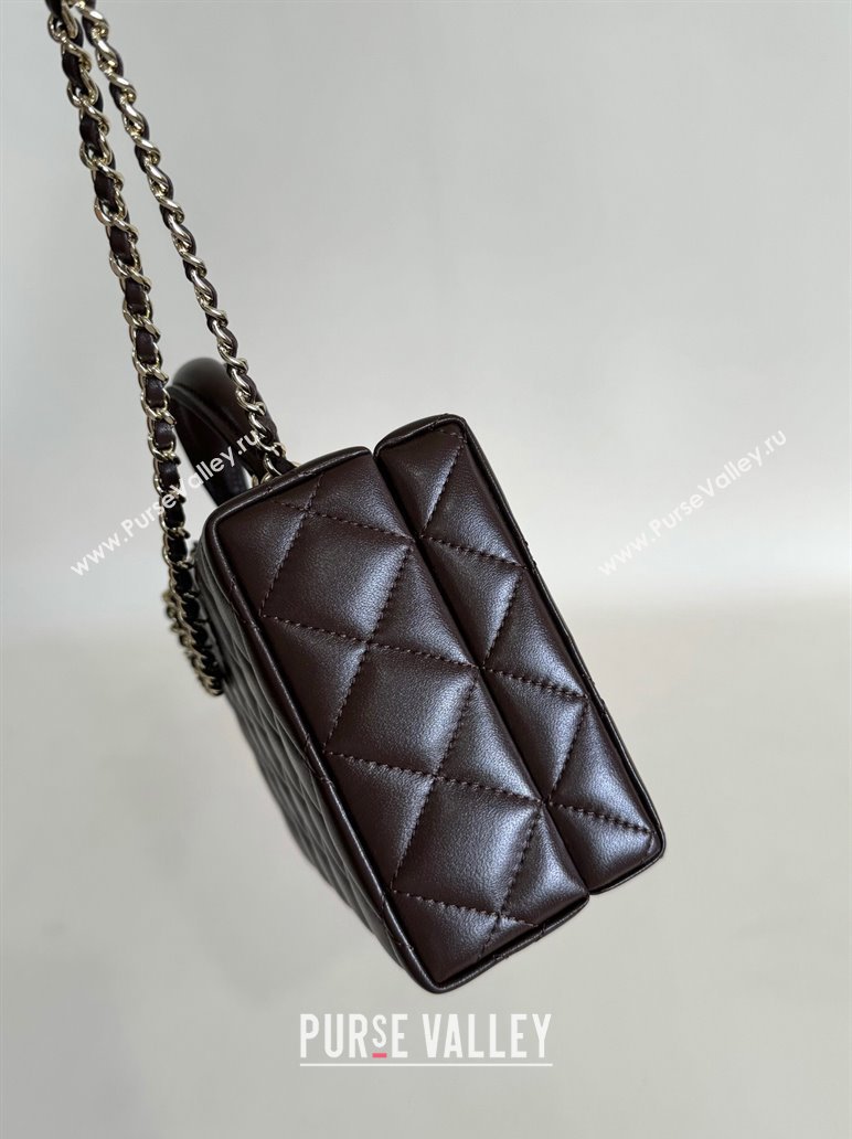 Chanel Quilted Lambskin Small Box Bag Dark Brown 2024 AS5167 TOP (YD-241106026)