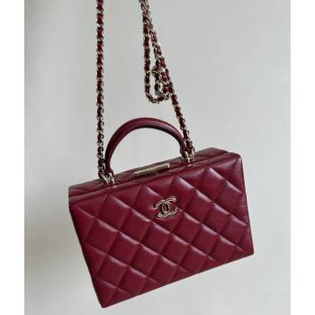 Chanel Quilted Lambskin Small Box Bag Burgundy 2024 AS5167 TOP (YD-241106028)