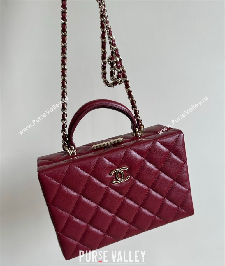 Chanel Quilted Lambskin Small Box Bag Burgundy 2024 AS5167 TOP (YD-241106028)