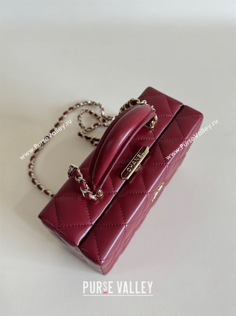 Chanel Quilted Lambskin Small Box Bag Burgundy 2024 AS5167 TOP (YD-241106028)