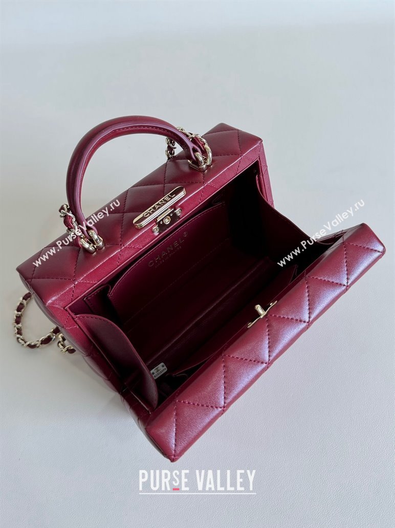 Chanel Quilted Lambskin Small Box Bag Burgundy 2024 AS5167 TOP (YD-241106028)